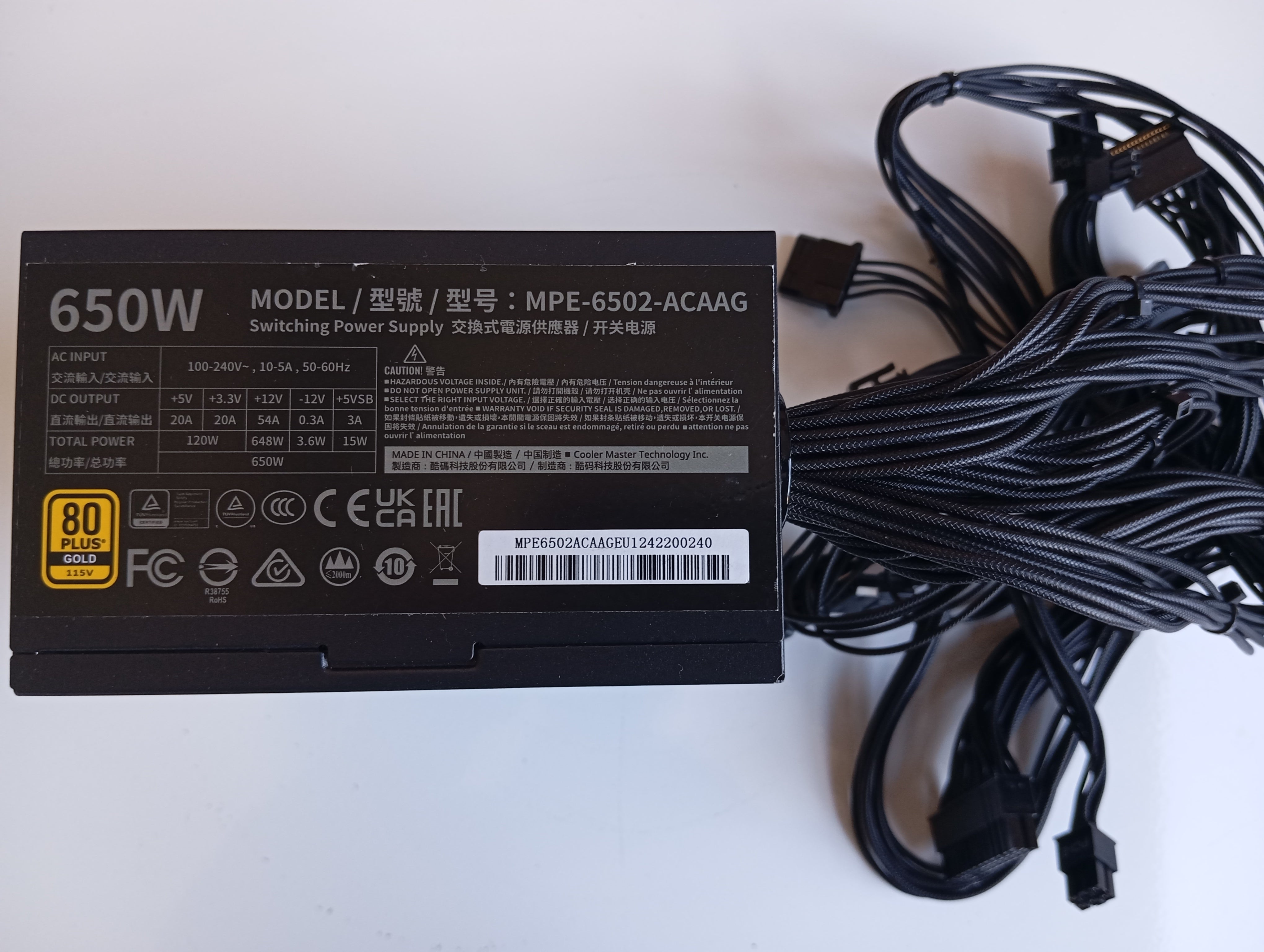 Refurbished Cooler Master G Gold 650 V2 650 Watt Refurbished Cooler Master G Gold 650 V2 650 Watt